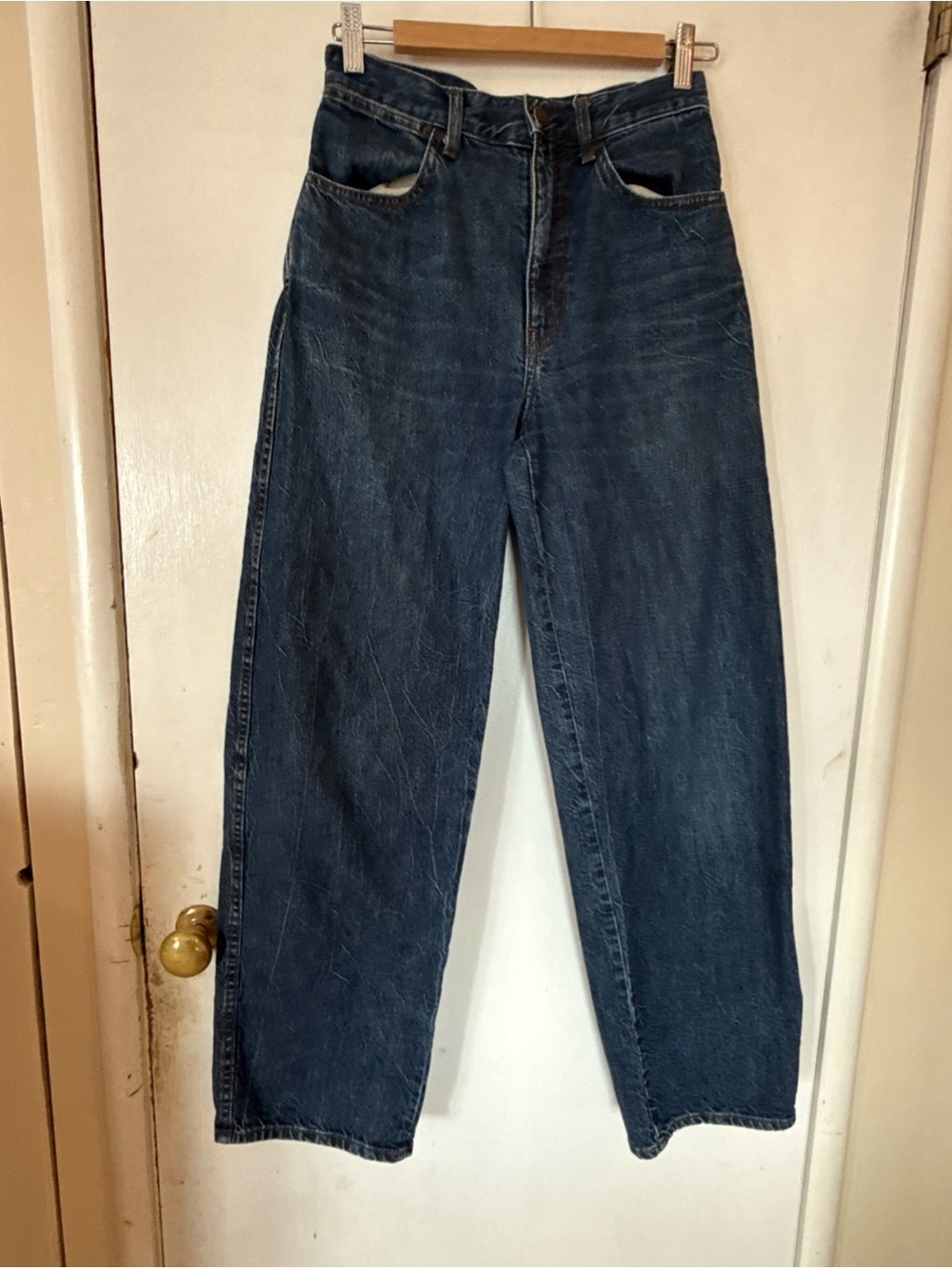 Uniqlo U Wide Leg Jeans Blue Relaxed Denim Med Wash 221-422414 | Size 25Wx32L